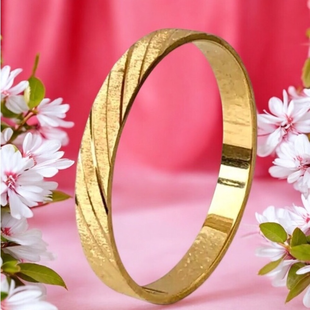 Monet Vintage Bangle Bracelet Gold Plated Metal Etched Brushed